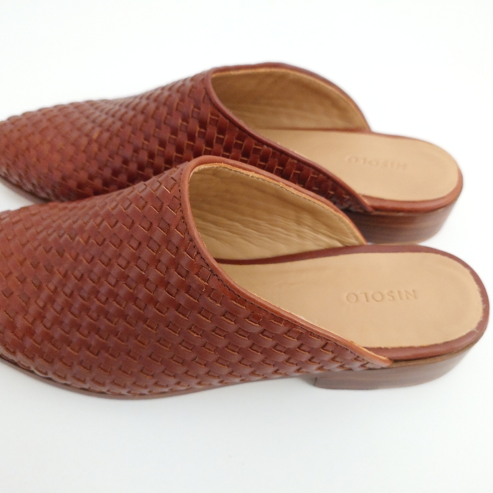 Nisolo Ama Woven Mule Brandy Leather Mules Slip On Sandals Shoes Size 9.5 - Picture 16 of 16